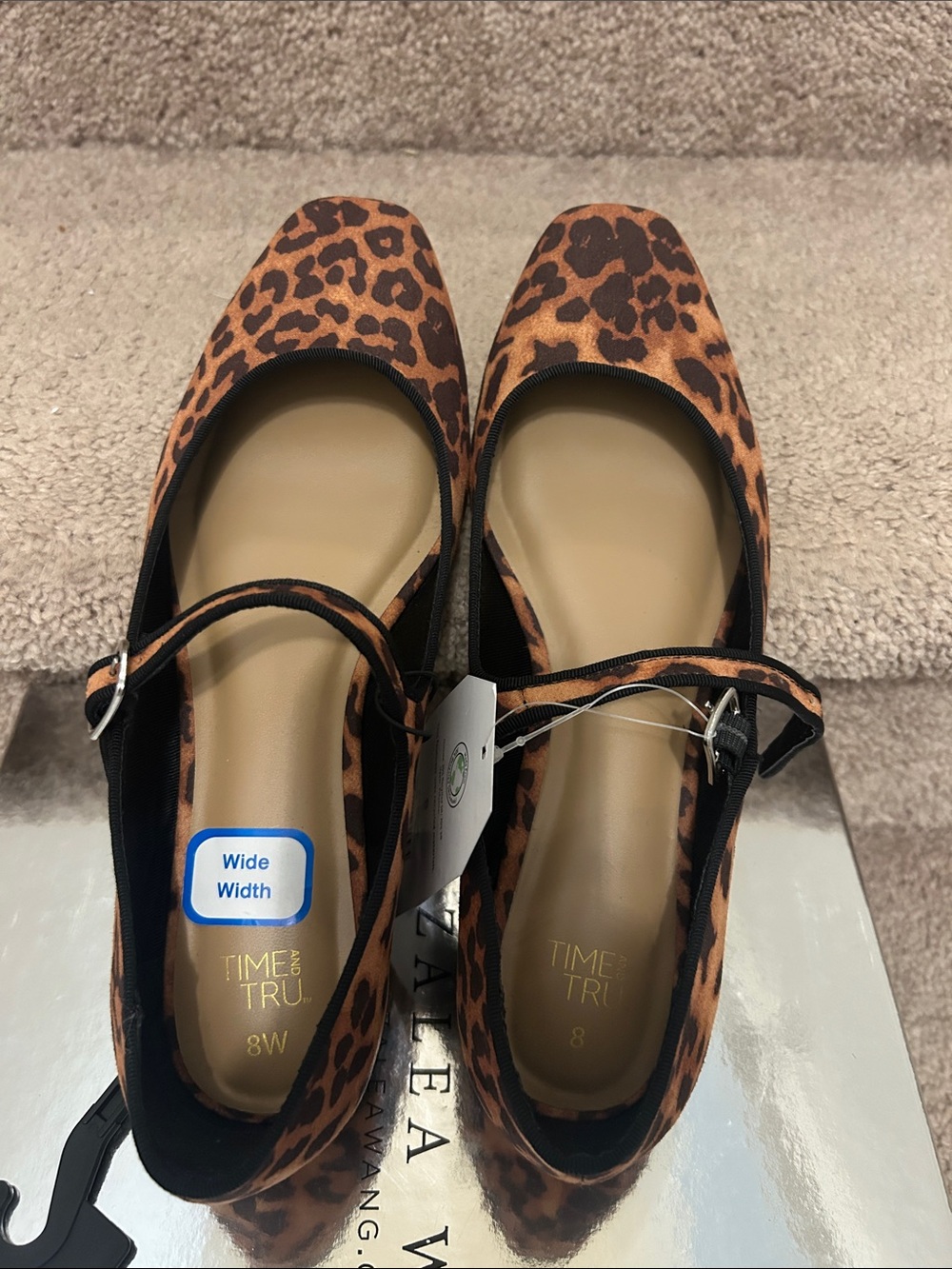Leopard Print Mary Jane Flats - Brown/Black - Picture 4 of 6